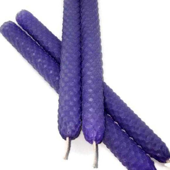 Vintage Other - NWT BD Beeswax Designs Pillar Long Candles Purple Natural Handroll